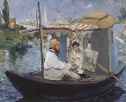 Edouard Manet Monet Painting in his Studio Boat (nn02) oil painting picture wholesale